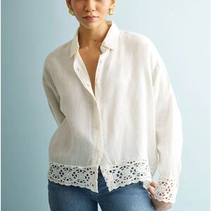 Hemp off White lace Trim Blouse